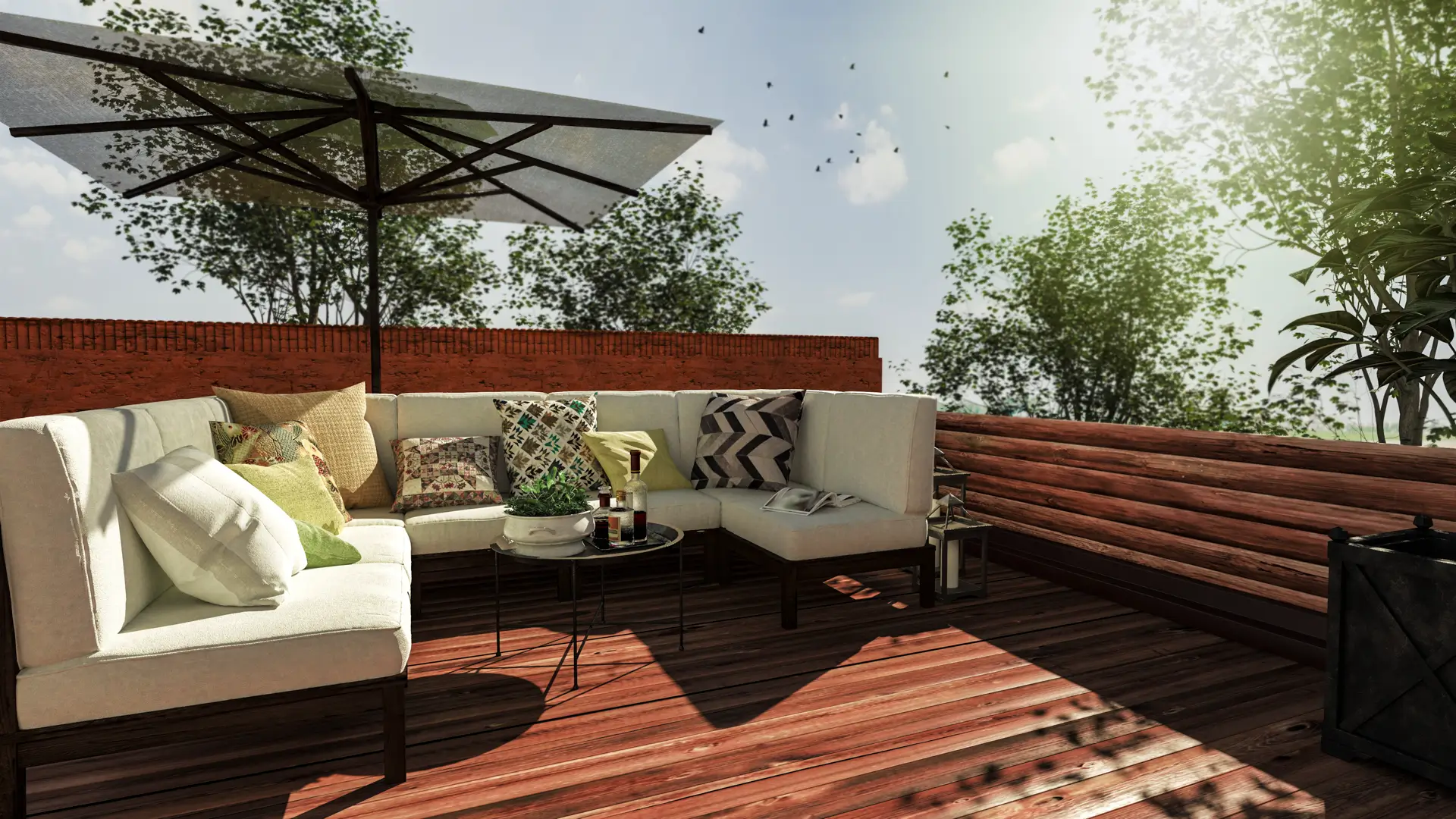 Jardins suspendus, aménagement de terrasse, attique ou balcon